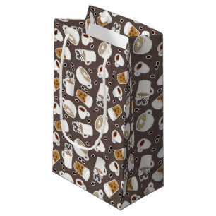 Coffee Lover Pattern Brown Small Gift Bag