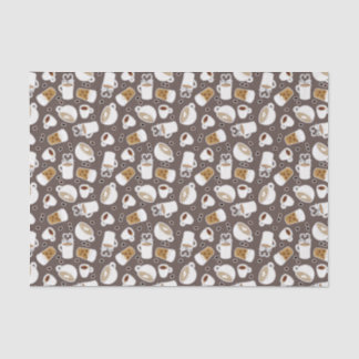 Coffee Lover Pattern Brown Tissue Paper