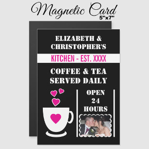 Coffee lover photo pink fridge magnetic card