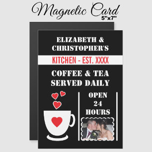 Coffee lover photo red fridge magnetic card