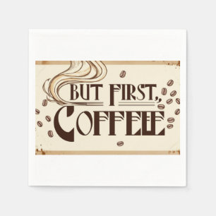 Coffee Lover Quote poster steam swirls Napkin