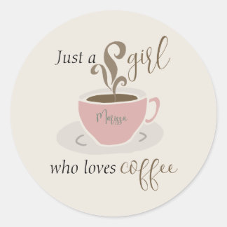 Coffee Lover Retro Style Personalized Cute Classic Round Sticker