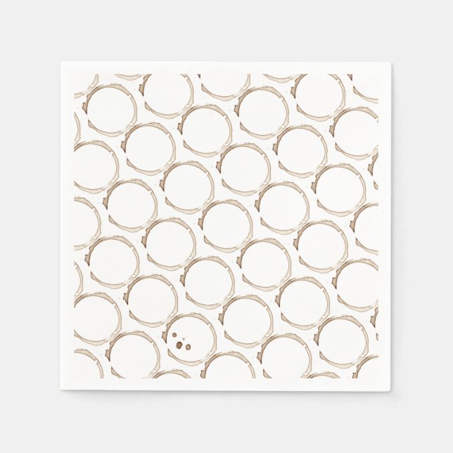 COFFEE Lover Rings Brown White Artisan Fun  Napkin (Front)