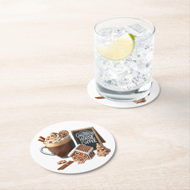 Coffee Lover’s Delight Sublimation Design Round Paper Coaster (Insitu)