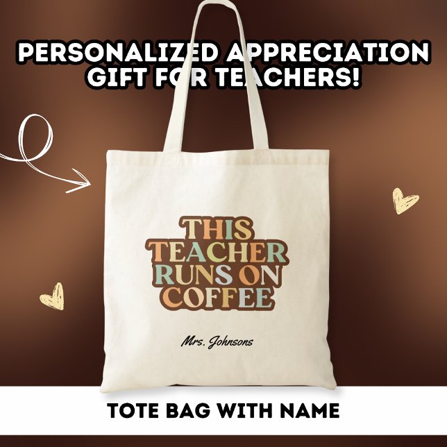 Coffee Lover Teacher Colourful Thank You Gift Tote Bag (Creator Uploaded)