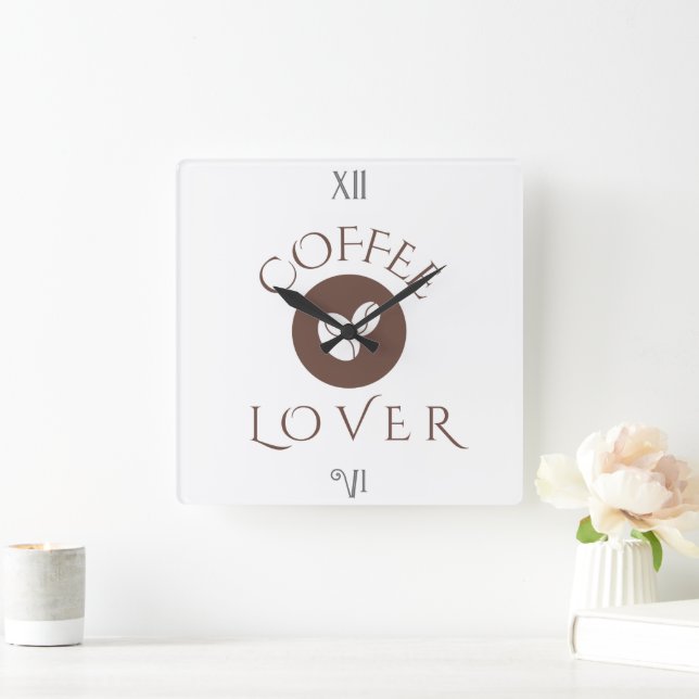 Coffee Lover Throw Pillow – Cozy Home Décor Gift Square Wall Clock (Home)