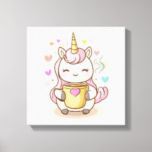 Coffee Lover Unicorn (1) Canvas Print