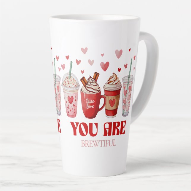 Coffee Lover Valentines Day Latte Mug (Right Angle)