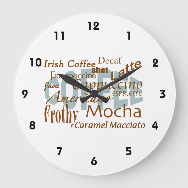 Coffee Lover-Varieties of Coffee Large Clock (Front)