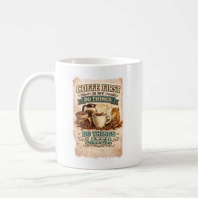 Coffee Lover Vintage Typography Design Mug (Left)