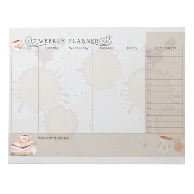 Coffee lover Weekly planner Notepad (Front)