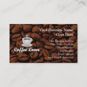 Coffee Lover, White Cup/Brown Beans Business Card