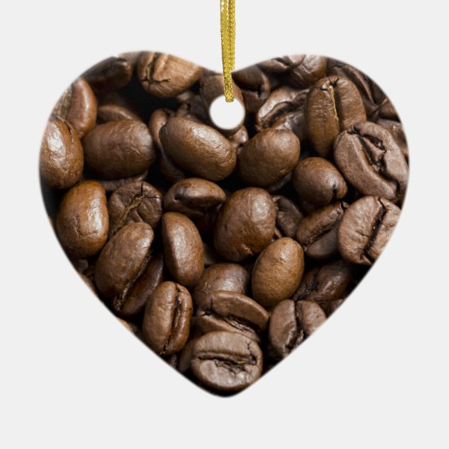 Coffee Lovers Beans Brown Background Ceramic Ornament (Front)