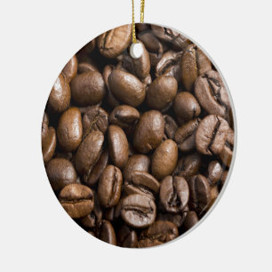 Coffee Lovers Beans Brown Background Ceramic Ornament