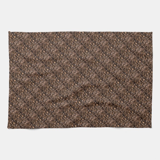 Coffee Lovers Beans Brown Background Kitchen Towel (Horizontal)