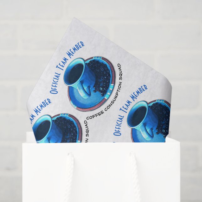 Coffee Lovers Blue Cup and Saucer Repeat Pattern Tissue Paper (Gift Bag)