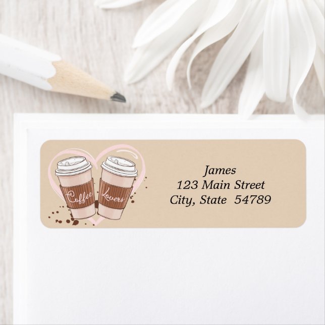 Coffee Lovers Caffeine Return Address Labels (Insitu)