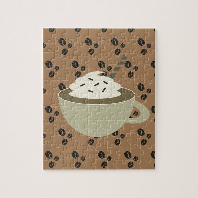 Coffee Lovers Cappuccino Coffee Bean Cup Jigsaw Puzzle (Vertical)