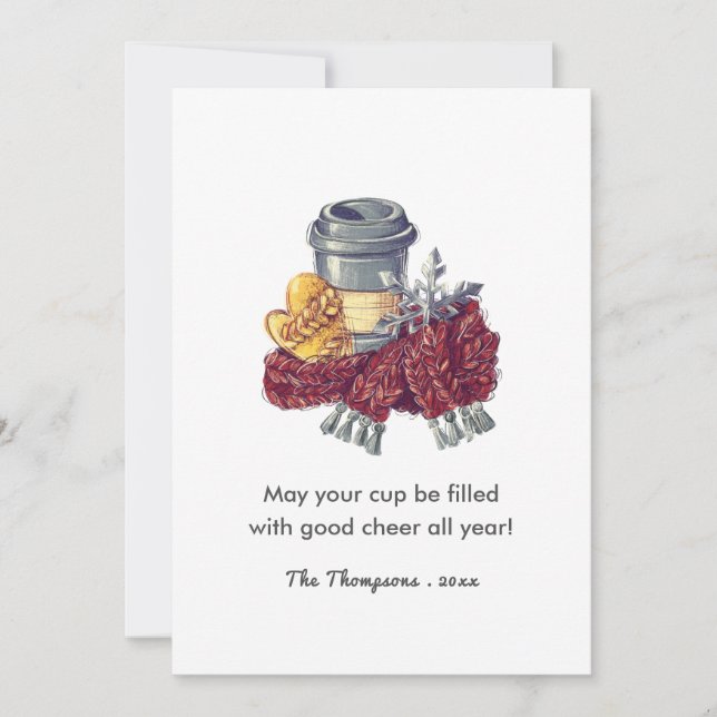 Coffee Lover's Christmas Cheer Greeting Photo Holiday Card (Front)