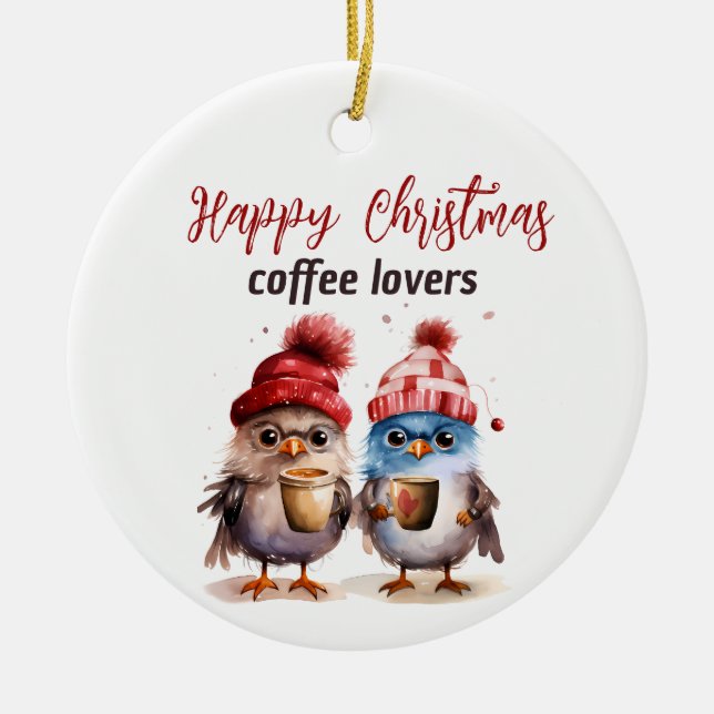 Coffee Lovers' Christmas Ornament Happy Christmas (Front)