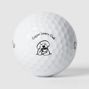 'Coffee Lovers Club' Playful Dog Funny Pet Loving  Golf Balls