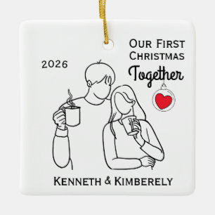 Coffee Lovers First Christmas Together Ceramic Ornament