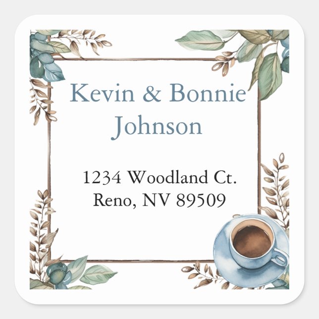 Coffee Lover's Floral Return Address Label (Front)