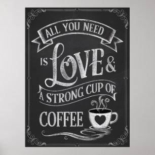 COFFEE LOVERS KITCHEN CHALKBOARD POSTER
