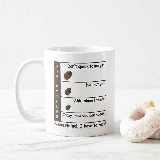 Coffee Lovers Mood Level - Personalized Coffee Mug (With Donut)