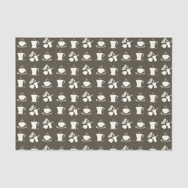 Coffee Lovers Pattern on Brown Tissue Paper (Front)