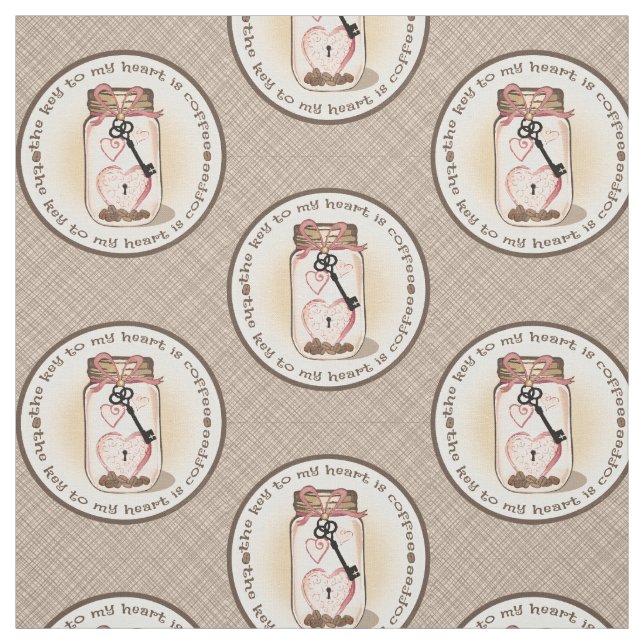 Coffee Lovers Rustic Mason Jar Fabric (Swatch)