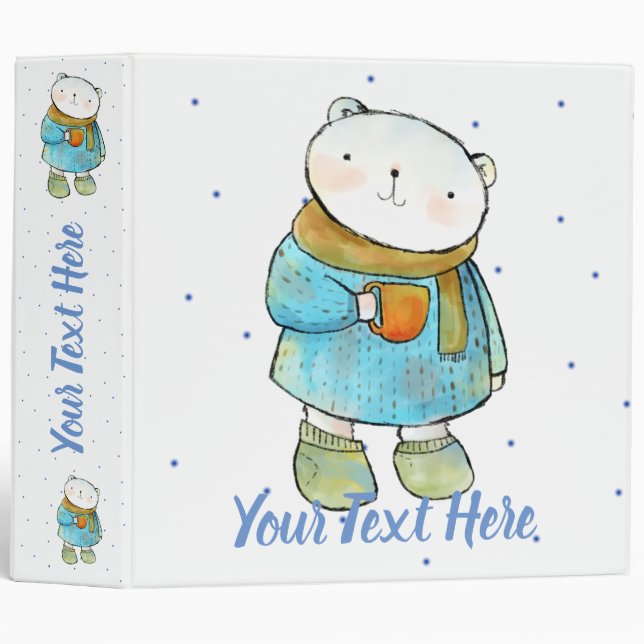 Coffee Loving Polar Bear Custom Binder (Front/Spine)