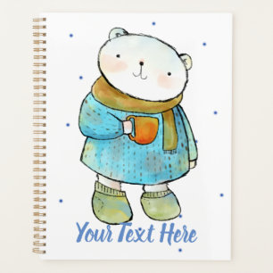 Coffee Loving Polar Bear Custom Planner