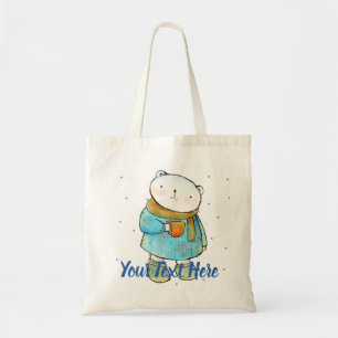 Coffee Loving Polar Bear Custom Tote Bag
