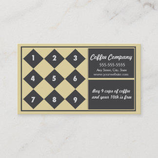 Coffee Loyalty Business Card Punch Card