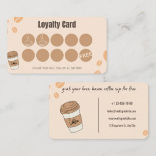 Coffee Loyalty Card Beige Boho Stamp Reward