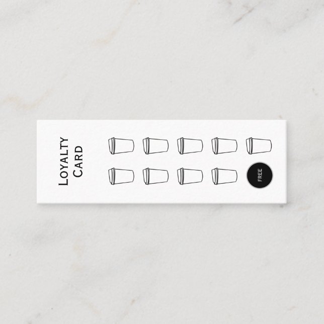 Coffee Loyalty Card, Clean and simple, budget Card (Front)
