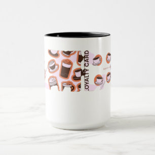 Coffee Loyalty Card Pattern Mug - Cute Coffee Shop