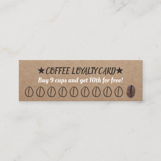 Coffee Loyalty Card Rustic 10 Punch (Front)