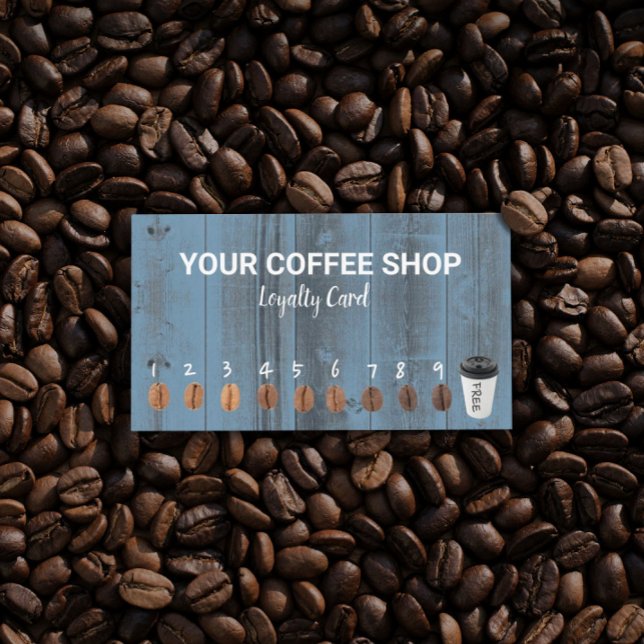 Coffee Loyalty Cards Rustic Dusty Blue Barn Wood (Creator Uploaded)