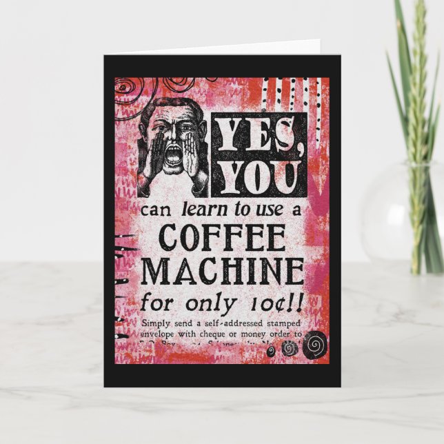 Coffee Machine - Funny Vintage Ad Card (Front)