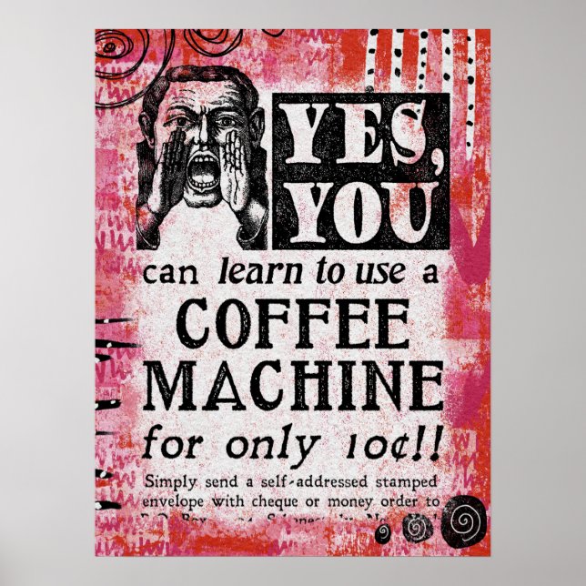 Coffee Machine - Funny Vintage Ad Poster (Front)