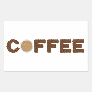 Coffee made out of coffee beans and beverage sticker