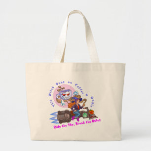Coffee & Magic Witch Rider Large Tote Bag