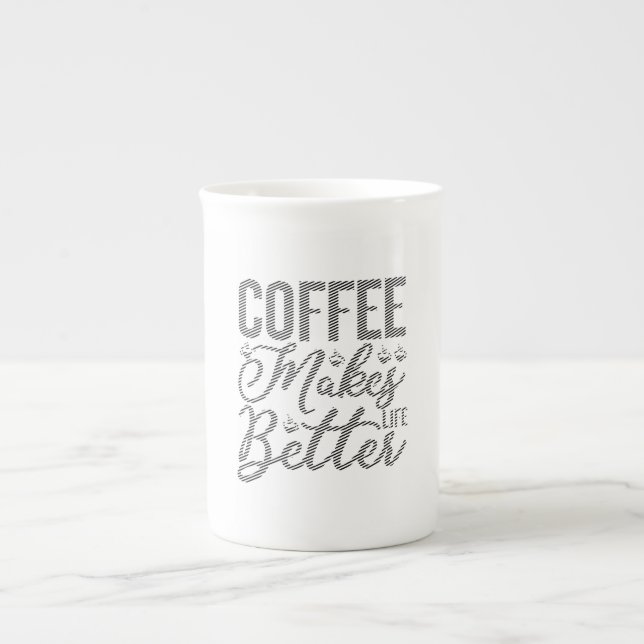 Coffee Makes Life Better Bone China Mug (Front)