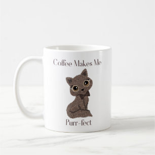 Coffee Makes Me Purr-fect-Coffee Bean-Cat- Mug