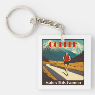 Coffee Makes This Happen Running Keychain