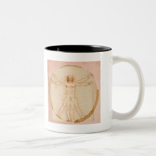 coffee man after Da Vinci's Vitruvian Man Two-Tone Coffee Mug