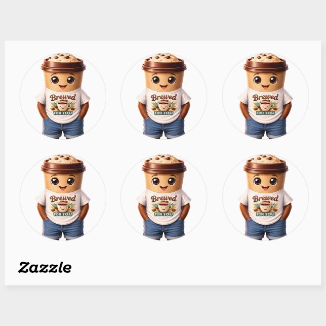 Coffee Man – Fun Design for True Caffeine Kings Classic Round Sticker (Sheet)