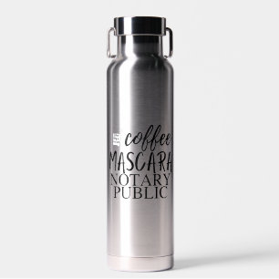 Coffee Mascara Notary Public water bottle